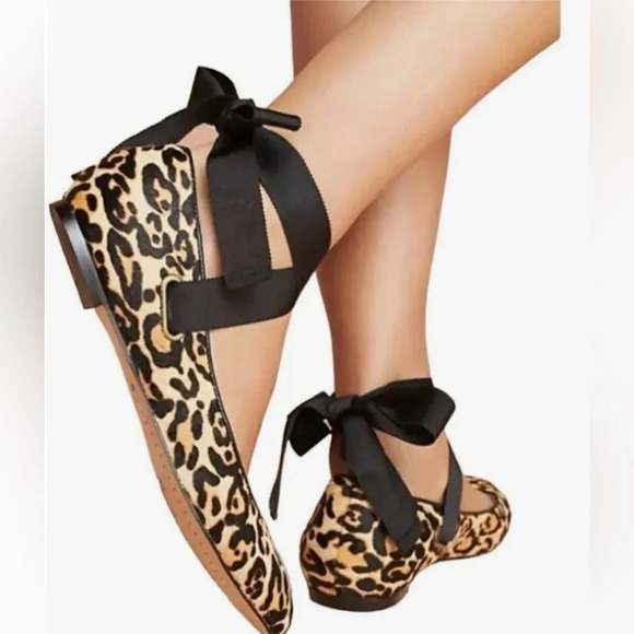Animal Print Renee II Calf Hair Wrap Ballet Flats Leopard Mob Wife Size 8 - Picture 5 of 10